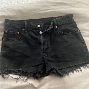 Levi's Black Jean Shorts Distressed High-Waisted